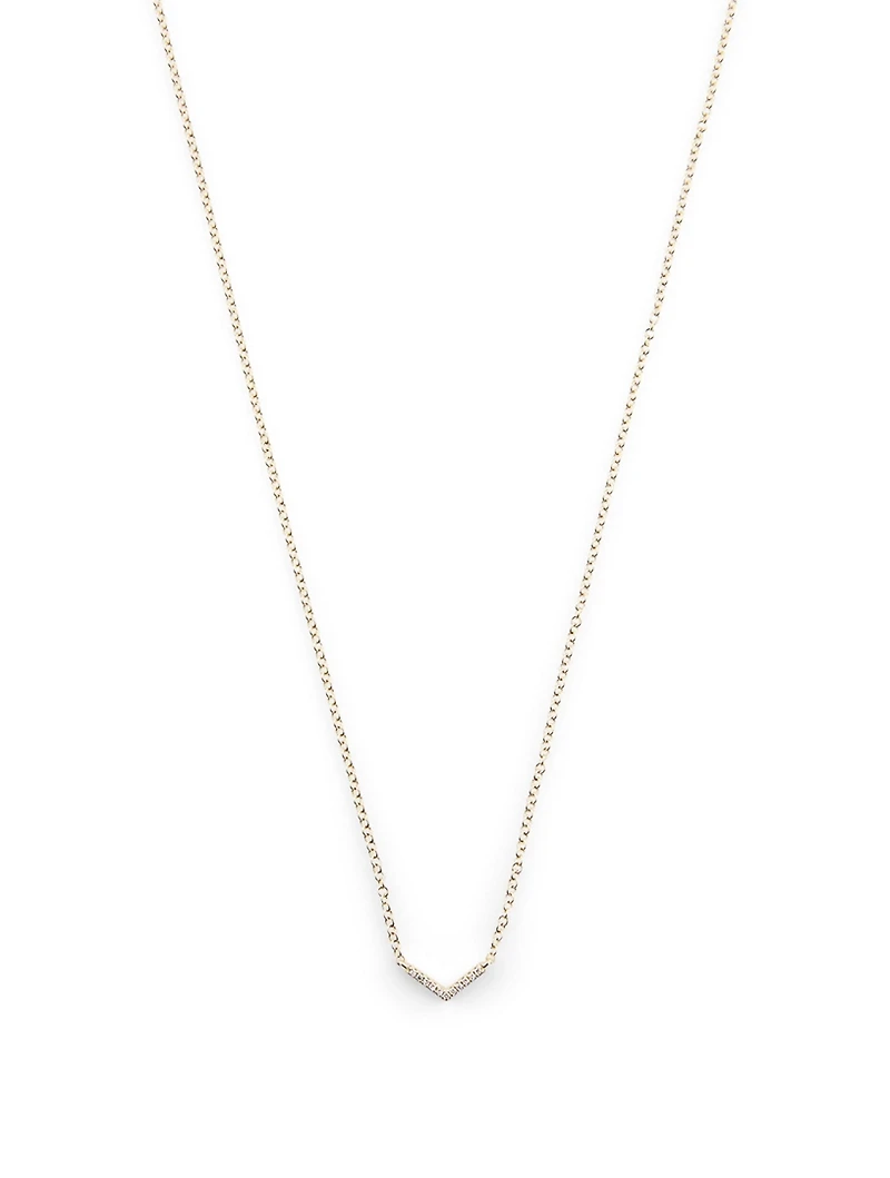 Mini 14K Gold Chevron Necklace With Diamonds