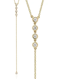 14K Gold Lariat Necklace With Diamonds