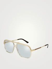 Square Aviator Sunglasses With Web