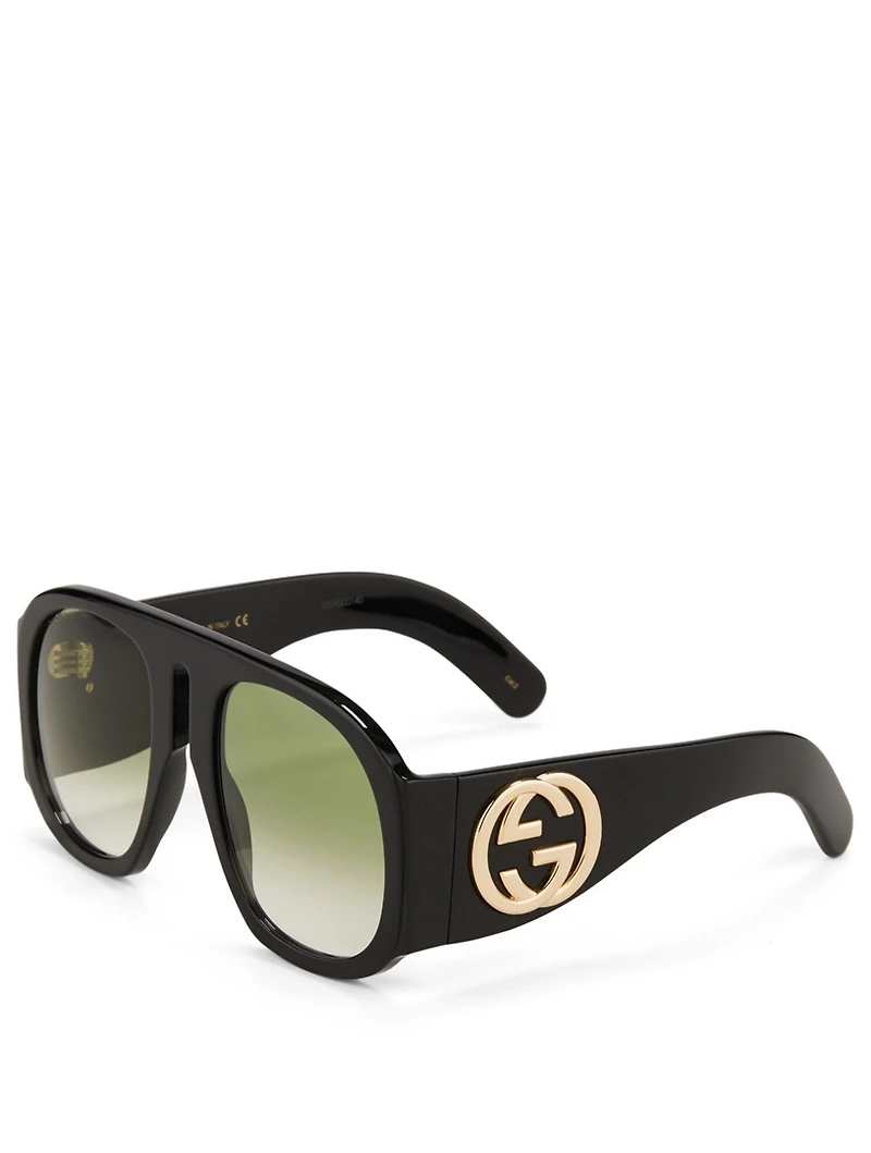Oversized Logo Aviator Sunglasses