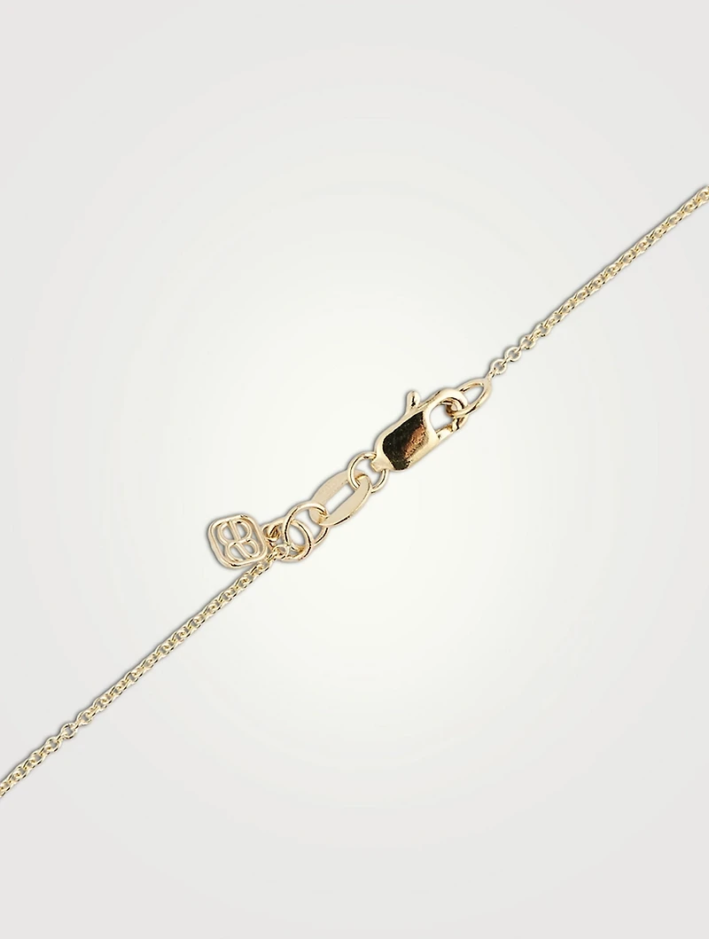 14K Gold Love Script Necklace With Multicolour Sapphires