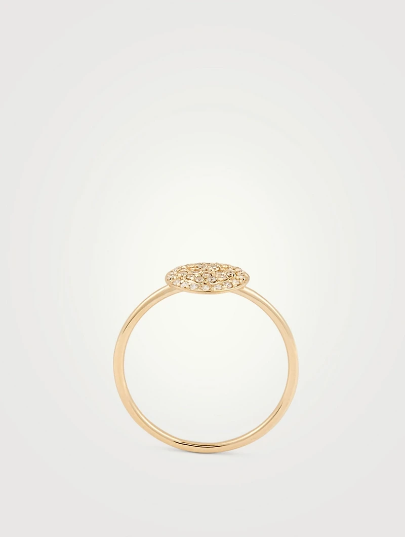 14K Gold Pavé Diamond Happy Face Ring