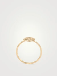 14K Gold Pavé Diamond Happy Face Ring
