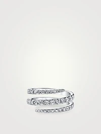 18K White Gold Pinky Coil Ring With Diamonds