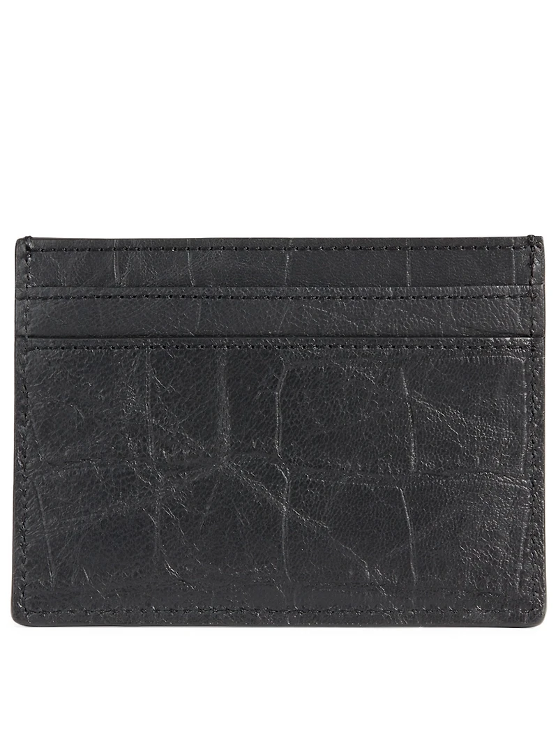 YSL Monogram Croc-Embossed Leather Card Holder