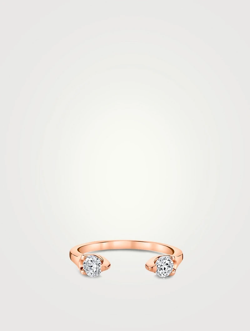 18K Rose Gold Orbit Split Ring With Diamonds