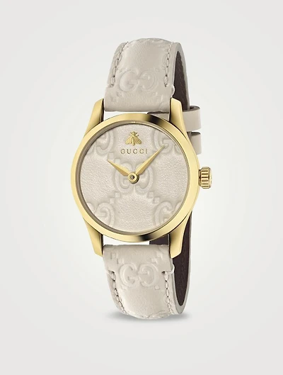 G-Timeless Leather Strap Watch
