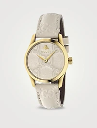 G-Timeless Leather Strap Watch