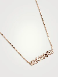 Small Fireworks 18K Rose Gold Bar Necklace With Diamonds