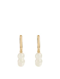 14K Gold Huggie Earrings With Pearls