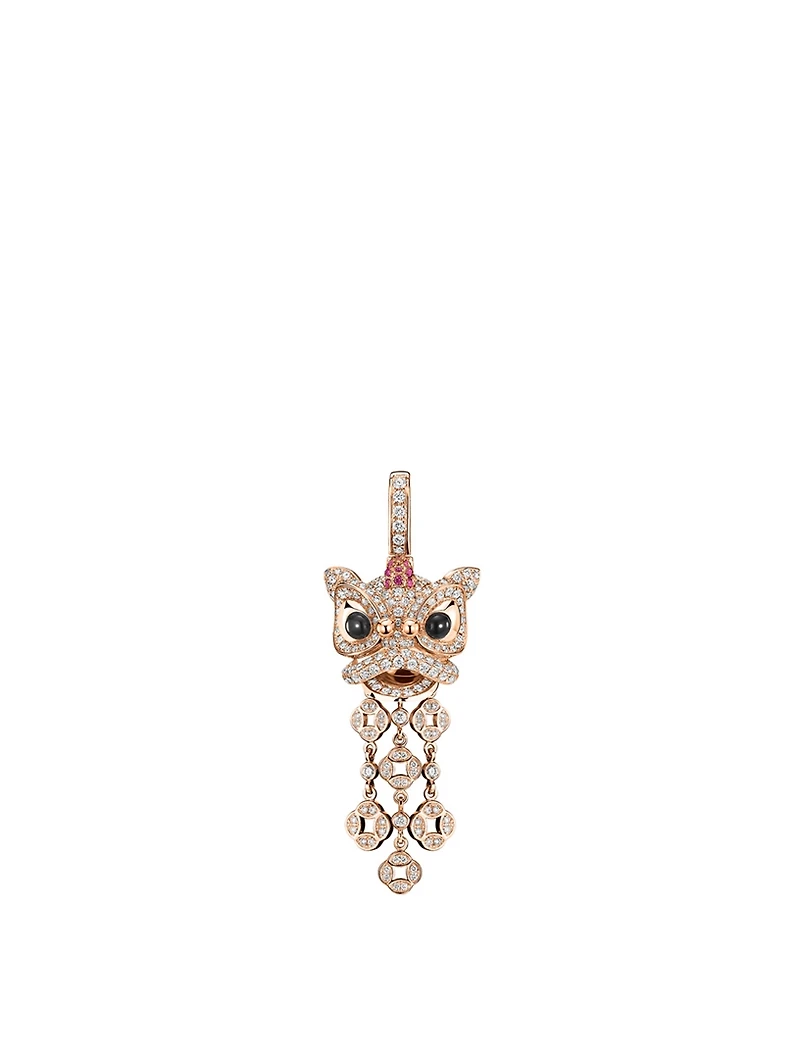 Medium Xi Xi 18K Rose Gold Pendant With Diamonds, Pink Sapphires And Onyx