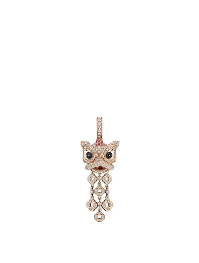 Medium Xi Xi 18K Rose Gold Pendant With Diamonds, Pink Sapphires And Onyx