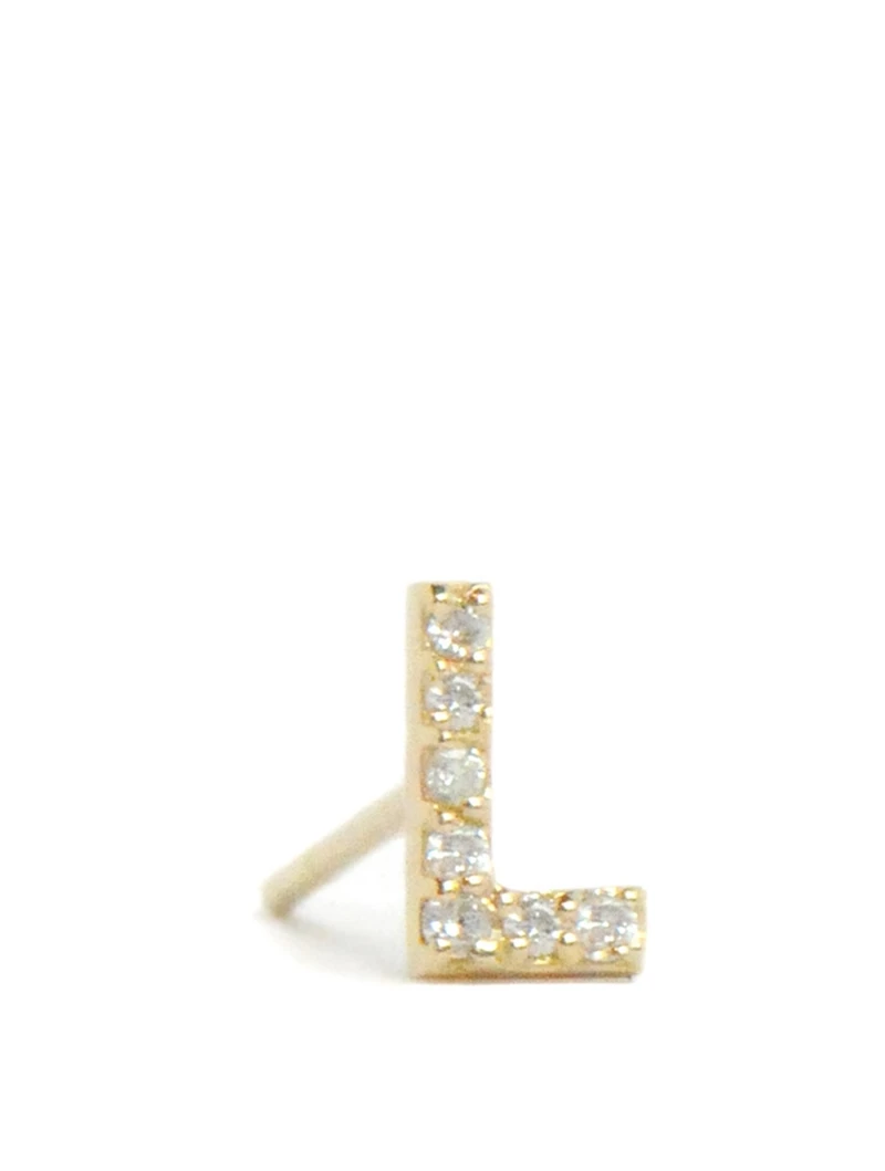 Love Letter 14K Gold Pavé Stud A to Z With Diamonds
