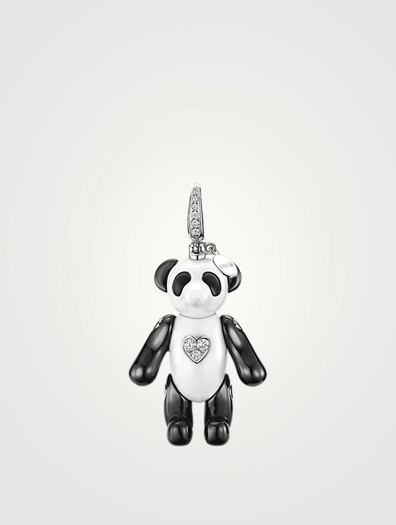 Medium Bo Bo 18K White Gold Bear Pendant With Diamonds