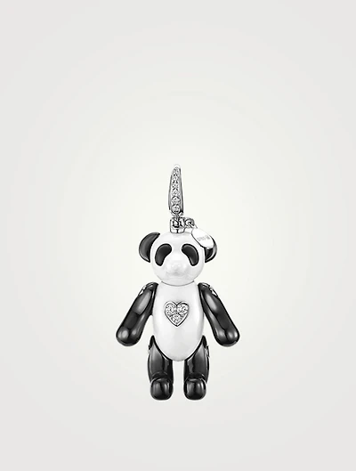 Medium Bo Bo 18K White Gold Bear Pendant With Diamonds