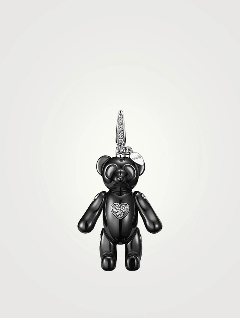 Medium Naughty Bo Bo 18K White Gold Bear Pendant With Diamonds