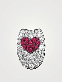 High Fashion Bo Bo 18K White Gold Heart Outfit With Diamonds And Rubies