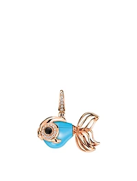 Small Qin Qin 18K Rose Gold Pendant With Turquoise And Diamonds