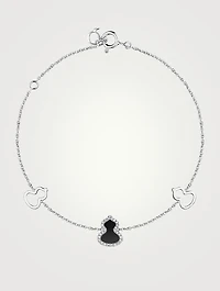 Petite Wulu 18K White Gold Bracelet With Onyx And Diamonds