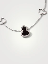 Petite Wulu 18K White Gold Bracelet With Onyx And Diamonds