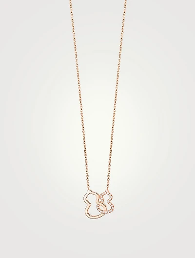 Double Petite Wulu 18K Rose Gold Necklace With Diamonds