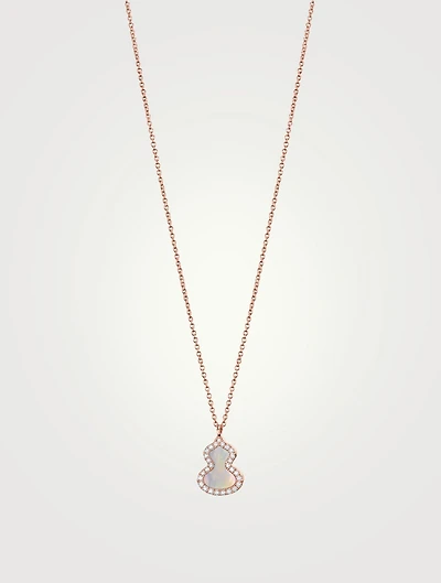 Petite Wulu 18K Rose Gold Necklace With Diamonds And Mother Of Pearl