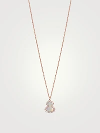 Petite Wulu 18K Rose Gold Necklace With Diamonds And Mother Of Pearl