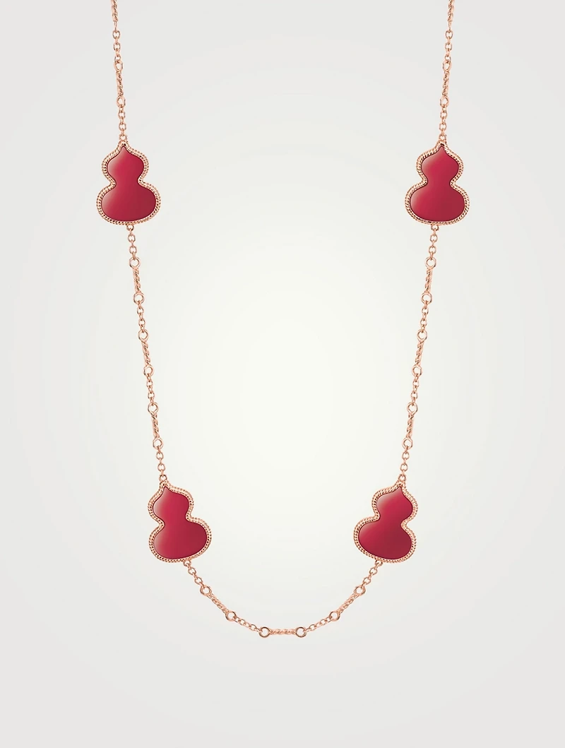 Wulu 18K Rose Gold Sautoir Necklace With Agate