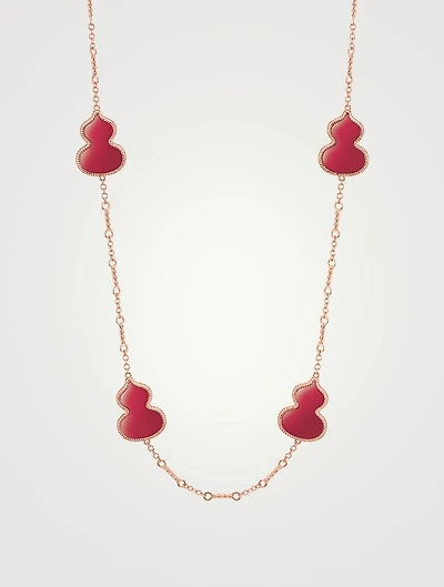 Wulu 18K Rose Gold Sautoir Necklace With Agate