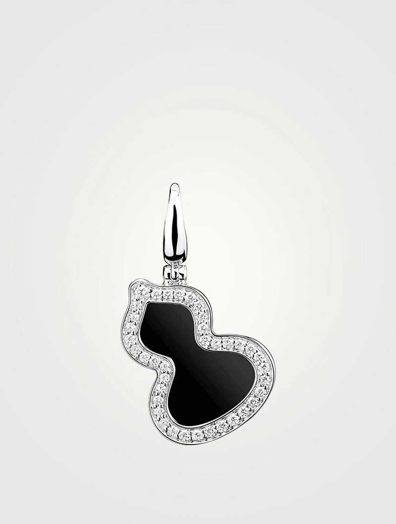Small Wulu 18K White Gold Pendant With Onyx And Diamonds