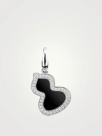 Small Wulu 18K White Gold Pendant With Onyx And Diamonds