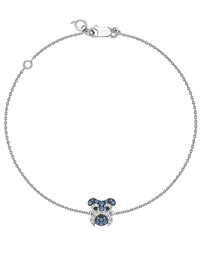 Wang Wang 18K White Gold Schnauzer Bracelet With Diamonds And Sapphire