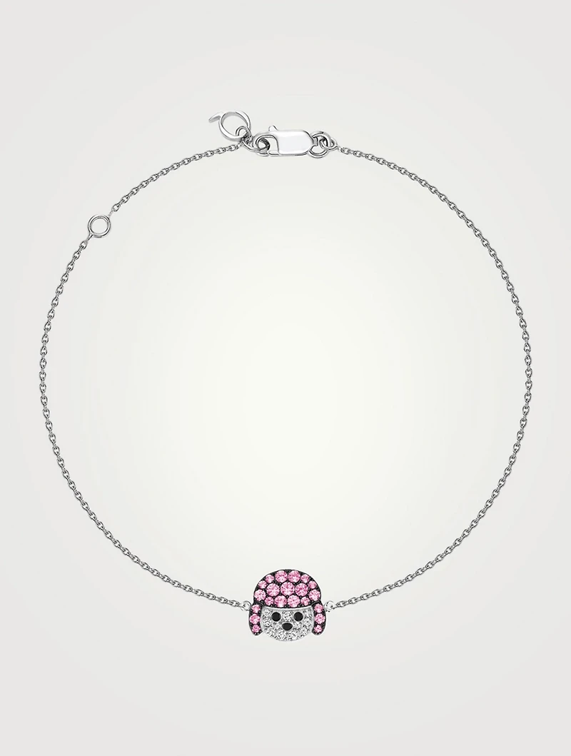 Wang Wang 18K White Gold Toy Poodle Bracelet With Diamond And Sapphire