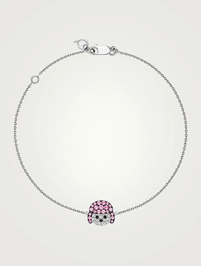 Wang Wang 18K White Gold Toy Poodle Bracelet With Diamond And Sapphire