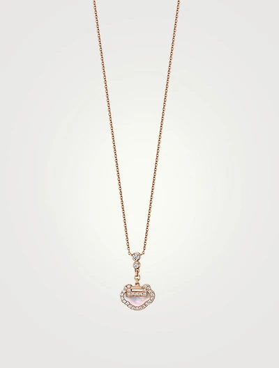Petite Yu Yi 18K Rose Gold Necklace With Mother-Of-Pearl And Diamonds