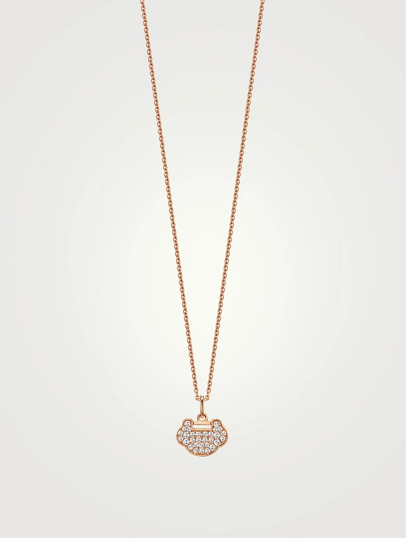 Petite Yu Yi 18K Rose Gold Necklace With Diamonds