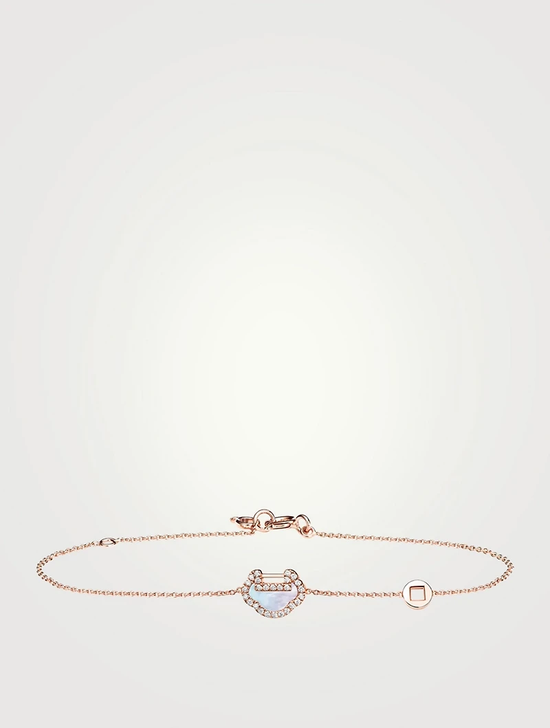 Petite Yu Yi 18K Rose Gold Bracelet With Mother-Of-Pearl And Diamonds