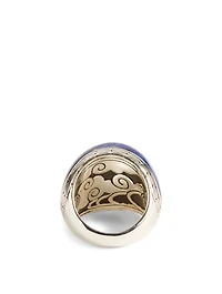 Classic Chain Silver Dome Ring With Lapis Lazuli