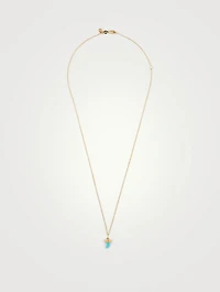 14K Gold Turquoise Horn Pendant Necklace With Diamonds