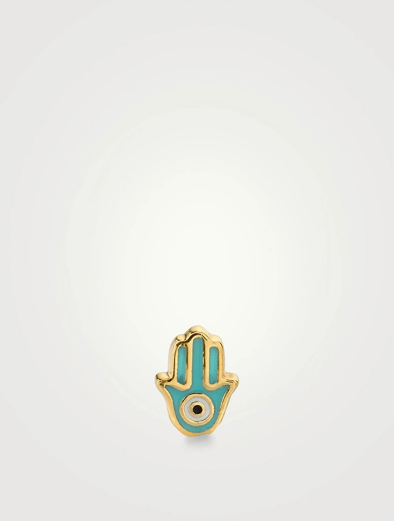 Mini 14K Gold Hamsa Single Stud Earring