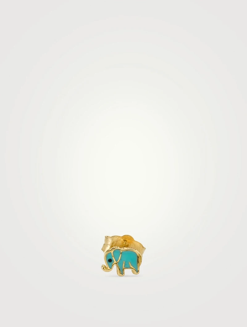 Mini 14K Gold Elephant Single Stud Earring