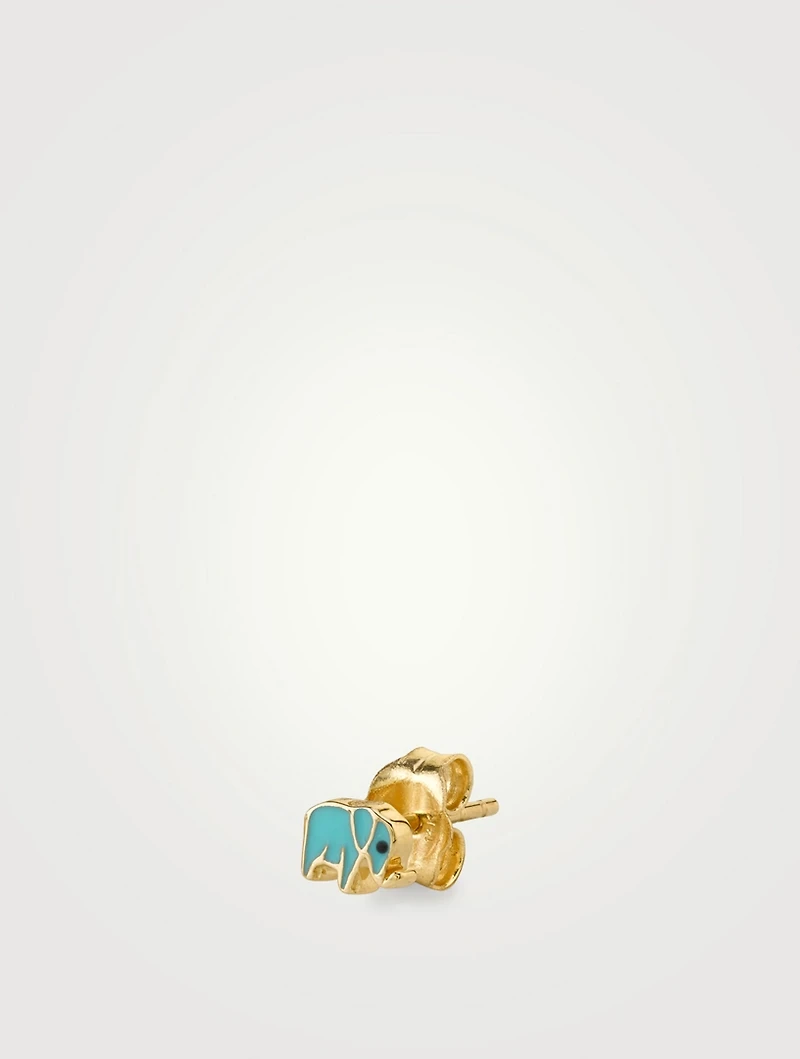 Mini 14K Gold Elephant Single Stud Earring