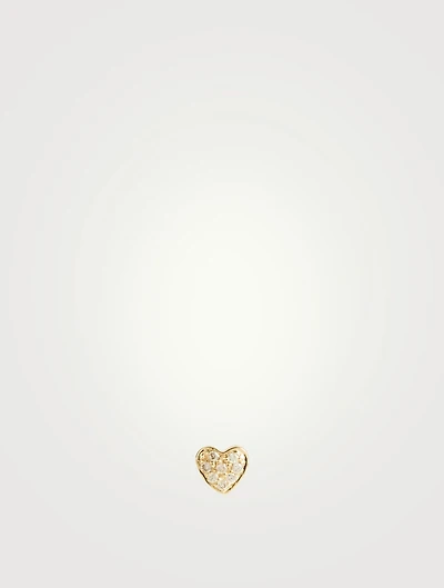 14K Rose Gold Baby Heart Stud Earring With Diamonds