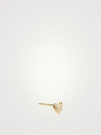 14K Rose Gold Baby Heart Stud Earring With Diamonds