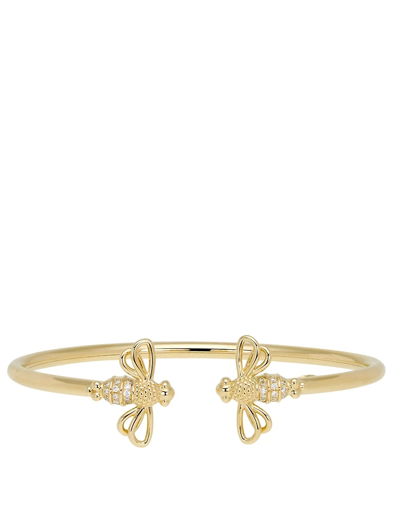 18K Gold Bee Bellina Bangle Bracelet With Diamonds