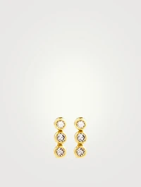 Mini 18K Gold Triple Bezel Earrings With Diamonds