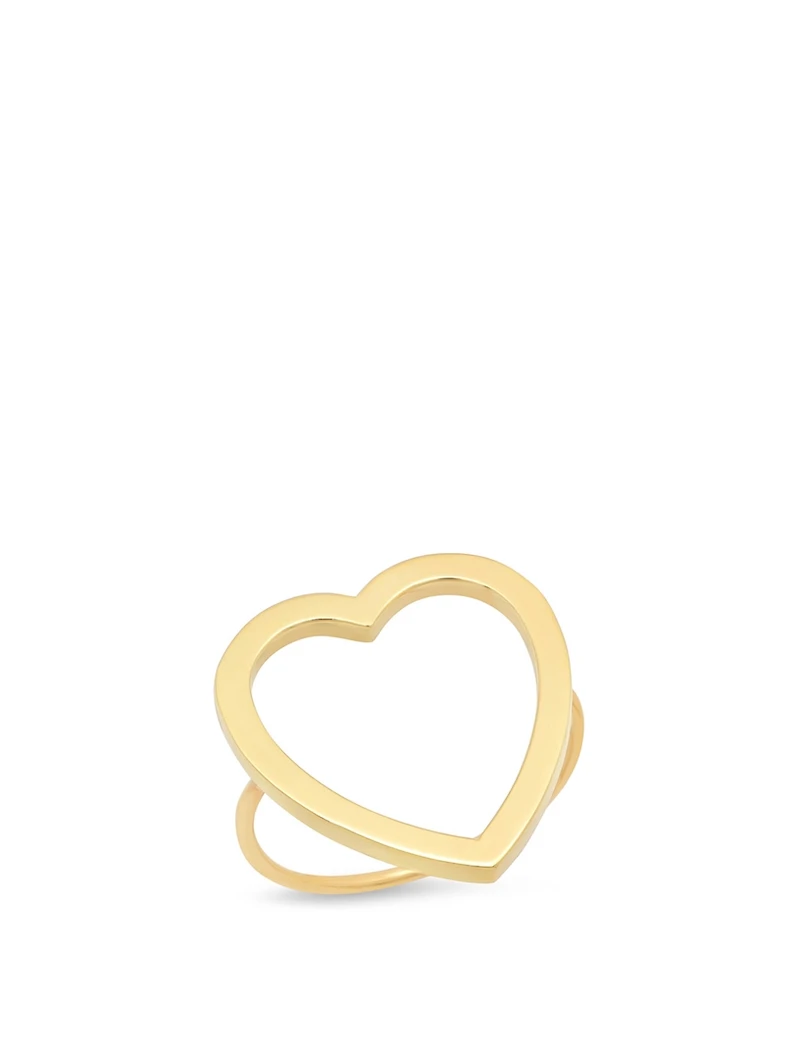 Large 18K Gold Open Heart Ring