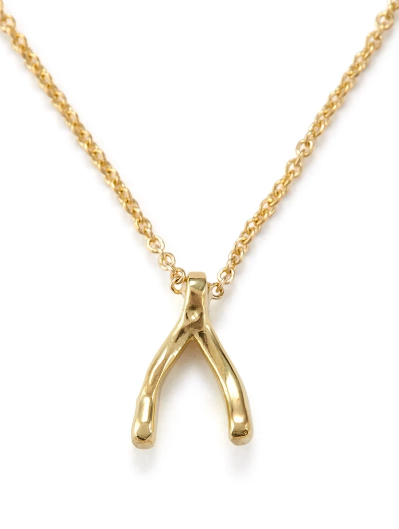 Mini Gold Wishbone Necklace