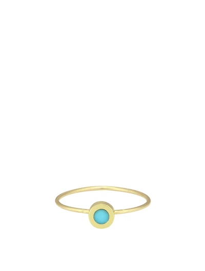 Mini 18K Gold Circle Ring With Turquoise Inlay
