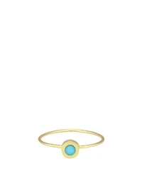 Mini 18K Gold Circle Ring With Turquoise Inlay